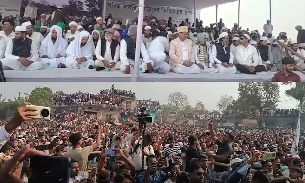 মুর্শিদাবাদে বাবরি মসজিদের ভিত্তিপ্রস্তর স্থাপনকে কেন্দ্র করে মানুষের ঢল