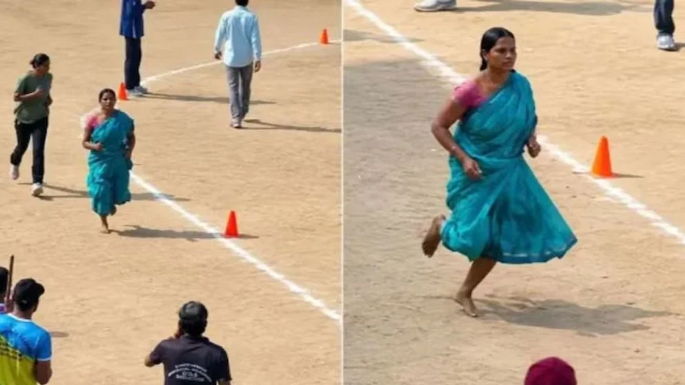 শাড়ি পরে খালি পায়ে ১ হাজার ৬০০ মিটার দৌড়, কবিতার লড়াই ভাইরাল